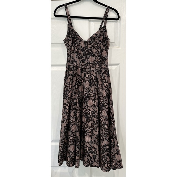 Stop Staring Black Nude Printed Lace Swing Dress - Picture 2 of 6